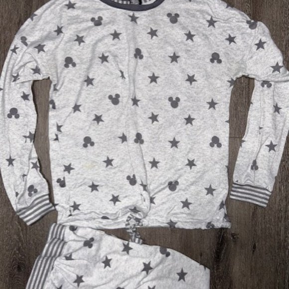 Disney Mickey Mouse 2 piece L/S Shirt and Pants PJ Set Size S Small Gray - Picture 3 of 5